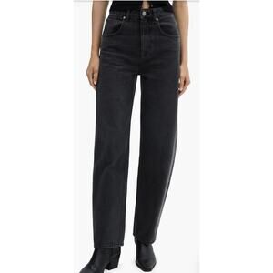 Mango Black Barrel Jeans Size 1 High Rise Denim High Waist Balloon Jeans Taper